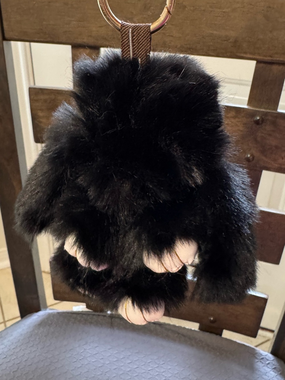 Fluffy Black Rabbit Keychain - Picture 3 of 7